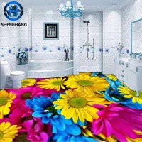 Floor Sticker waterproof pvc material 8d Sticker For bathroom floor flower pattern floor sticker